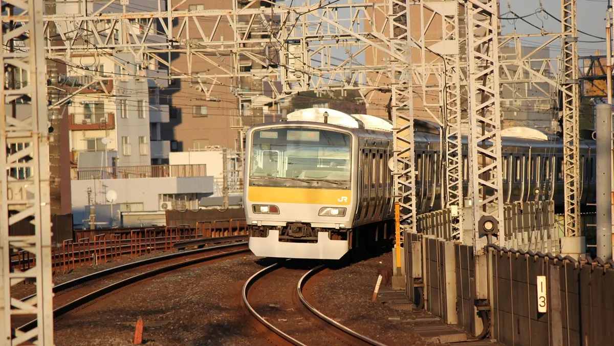 Sobu Line E231 series local train heading towards Koiwa Station
